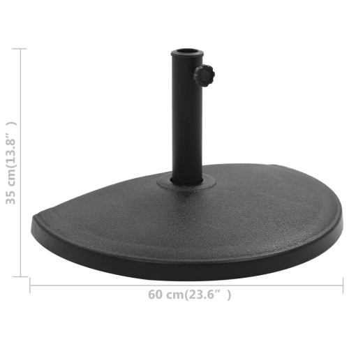vidaXL Parasol Base Half Round Polyresin 15 kg Black