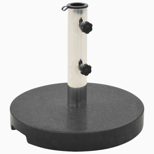 VIDAXL  44Lb Round Umbrella Base With Handles, Granite Plate, Stainless Steel Pipe, Ø15.7"x14" In Black