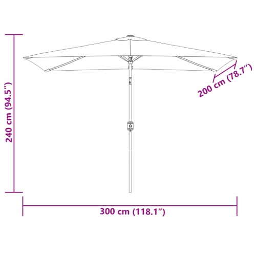 vidaXL Garden Parasol 200 x 300 cm Sand White Rectangular