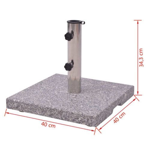 vidaXL 44lb Square Umbrella Base with Handles, Stainless Steel Pipe, 15.8"x15.8"x13.5" Gray
