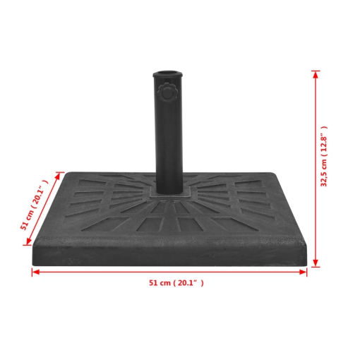 vidaXL Parasol Base Resin Square Black 19 kg