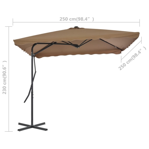 Parasol d'extérieur avec poteau en acier 98,4 x x98,4 po de vidaXL, taupe