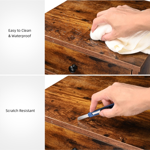 Wooden Cat Litter Box Furniture with Drawer and Door, Waterproof Hidden Cat House Box Indoor Cabinet Cat Washroom End Table Nightstand