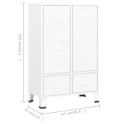 vidaXL Industrial Wardrobe White 67x35x107 cm Steel