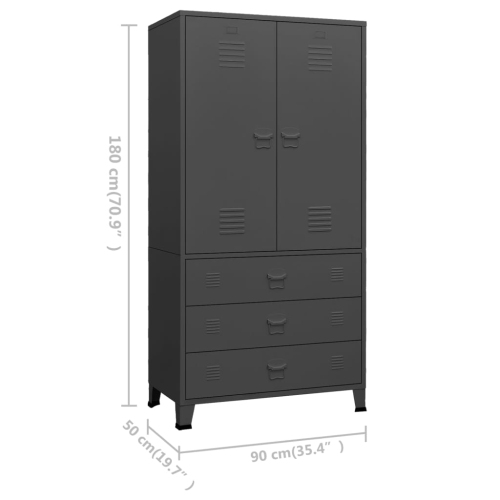 vidaXL Industrial Wardrobe Anthracite 90x50x180 cm Metal