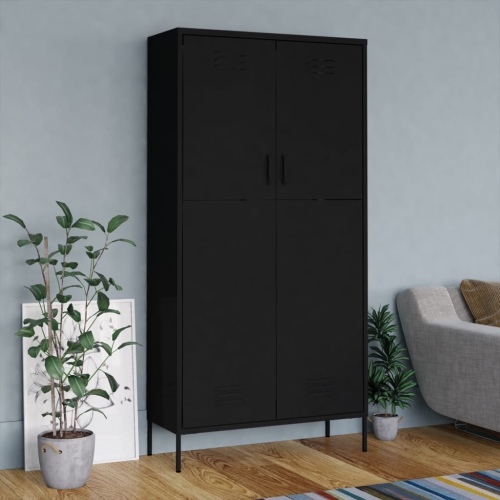 VidaXL Armoire en acier noir 90 x 50 x 180 cm