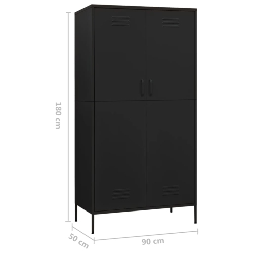 VidaXL Armoire en acier noir 90 x 50 x 180 cm