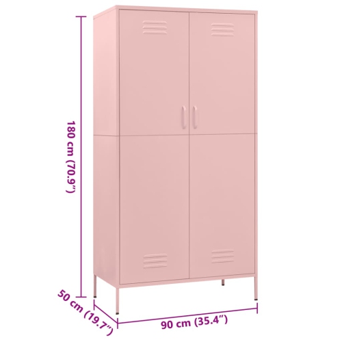 VidaXL garde-robe rose 90 x 50 x 100 x acier 180 cm