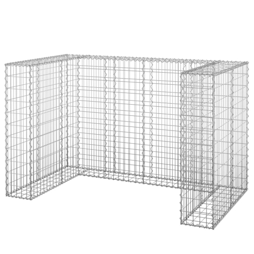 VIDAXL  Gabion Wall for Garbage Bins Galvanised Steel 180X100X110 Cm