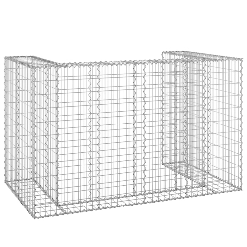 vidaXL Gabion Wall for Garbage Bins Galvanised Steel 180x100x110 cm