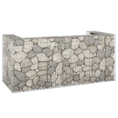 vidaXL Gabion Wall for Garbage Bins Galvanised Steel 254x100x110 cm