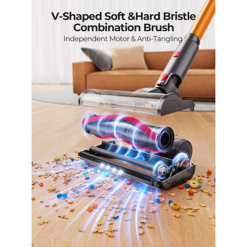 Laresar V7 Cordless Vacuum Cleaner, Lightweight Handheld Vacuum, 50KPa 400W Powerful Stick Vacuum, Touch Screen, 60 Min Runtime, 3-Speed Adjustment,