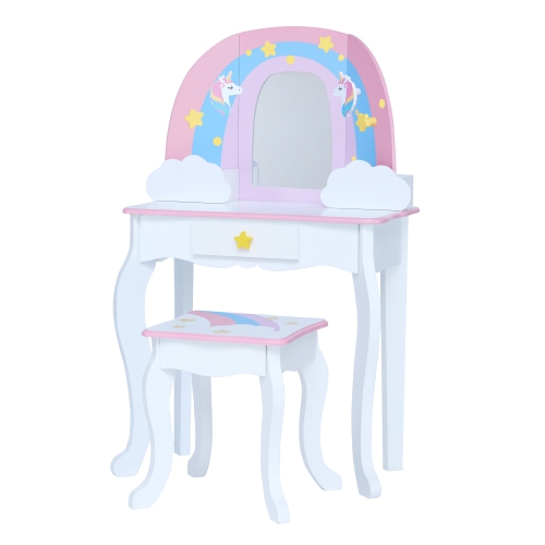 FANTASY FIELDS  Teamson Kids Vanity Set Little Dreamer Rainbow Medium Childrens Playset Toy In Pink Wow this is such a beautiful sweet little beauty vanity for girls