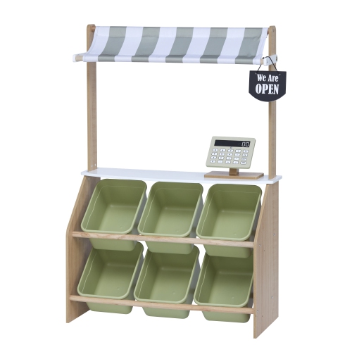 Ensemble de jeu sur le marché pour enfants Little Helper Market Stand Childrens de Teamson pour enfants Roleplay Olive Green