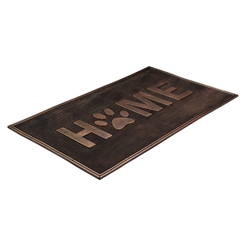 Gold Finish "Home" with Paw Print Rubber Doormat 18" x 30"