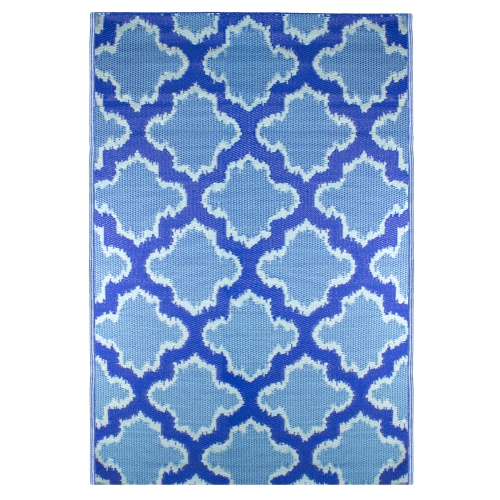 4' x 6' Blue Quatrefoil Rectangular Outdoor Area Rug