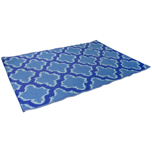 4' x 6' Blue Quatrefoil Rectangular Outdoor Area Rug