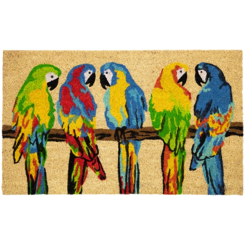 Natural Coir Parrots Outdoor Doormat 18" x 30"