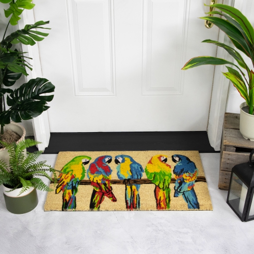 Natural Coir Parrots Outdoor Doormat 18" x 30"