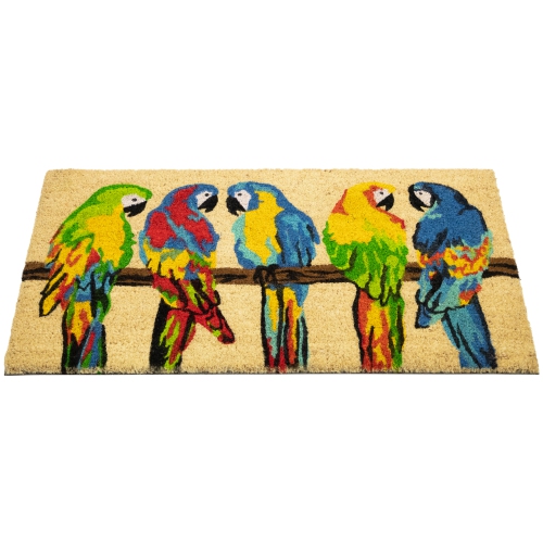 Natural Coir Parrots Outdoor Doormat 18" x 30"