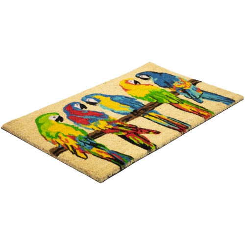 Natural Coir Parrots Outdoor Doormat 18" x 30"