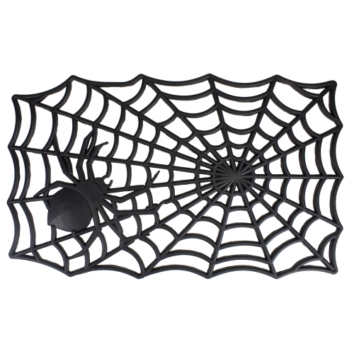 Tapis d'Halloween rectangulaire Spider Web - Noir - 18 x 30 po