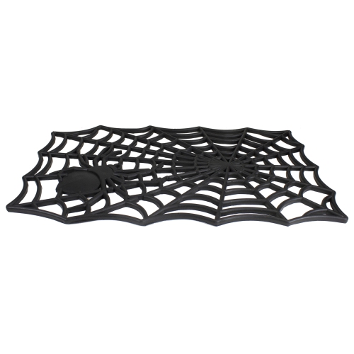 Tapis d'Halloween rectangulaire Spider Web - Noir - 18 x 30 po