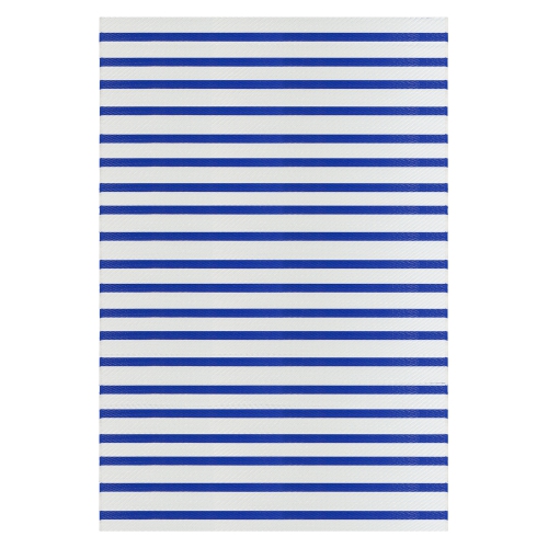4' x 6' Blue and White Striped Rectangular Outdoor Area Rug