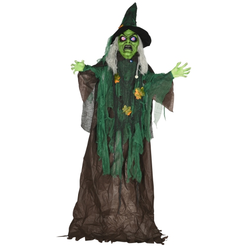 HOMCOM 72 Inch/6ft Life Size Outdoor Halloween Decoration Witch ...