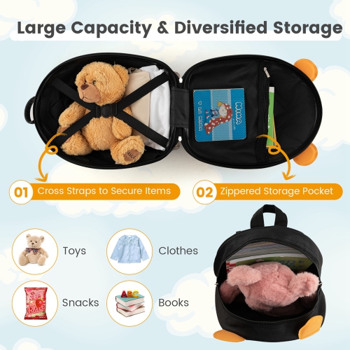 Ensemble de 2 valises cabine 16&nbsp;po hibou à roulettes pour enfants de Costway avec sac à dos de voyage 12&nbsp;po rose/blanc/jaune