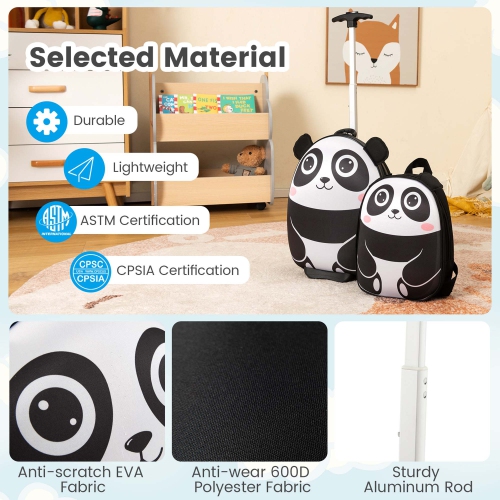 Ensemble de valises DE cabine 16 po à roulettes 2pcs pour enfants de Costway avec sac à dos voyage 12 po rose/blanc/jaune