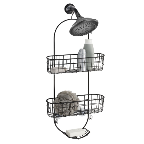 mDesign Steel Metal Curved Bathroom/Shower 2Tier Caddy with Baskets