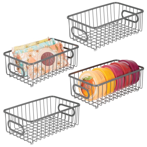 mDesign Metal Bathroom Storage Organizer Basket Bin, 4 Pack Best Buy