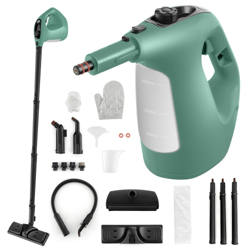 COSTWAY  1400W Multipurpose Handheld Steam Cleaner Steam Mop With 14 Accessories Blue/green