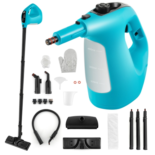 COSTWAY  1400W Multipurpose Handheld Steam Cleaner Steam Mop With 14 Accessories Blue/green