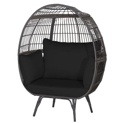 Costway Patio Oversized Rattan Wicker Egg Chair Lounge Basket 4 Cushion Indoor & Outdoor