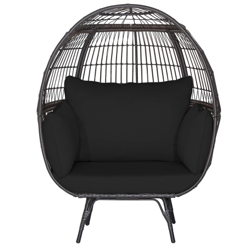 Costway Patio Oversized Rattan Wicker Egg Chair Lounge Basket 4 Cushion Indoor & Outdoor
