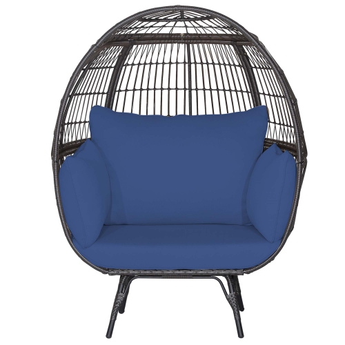 Costway Patio Oversized Rattan Wicker Egg Chair Lounge Basket 4 Cushion Indoor & Outdoor