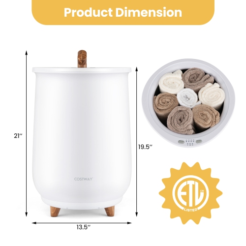 Costway 23L Bathroom Towel Warmer Bucket 4 Timer with Fragrance Holder & 3-Level Heating