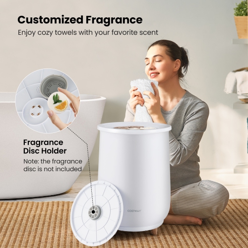 Costway 23L Bathroom Towel Warmer Bucket 4 Timer with Fragrance Holder & 3-Level Heating