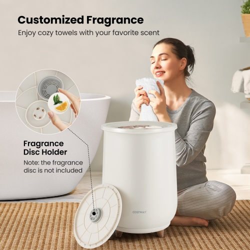Costway 23L Bathroom Towel Warmer Bucket 4 Timer with Fragrance Holder & 3-Level Heating