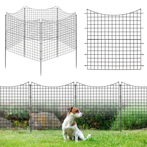 Image 1 de 10.. Clôture de jardin décorative à 5 panneaux et 5 piquets de 39 po Animal Barrier de Costway