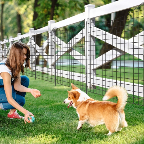 Costway 39" Tall Outdoor Animal Barrier Decorative Garden Fence with 5 Panels & 5 Stakes