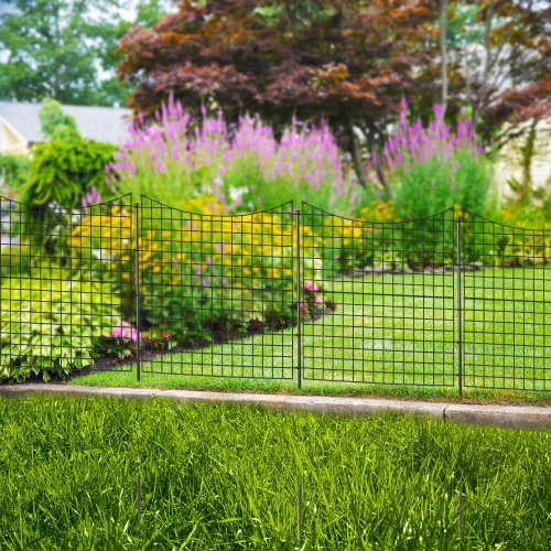 Costway 39" Tall Outdoor Animal Barrier Decorative Garden Fence with 5 Panels & 5 Stakes
