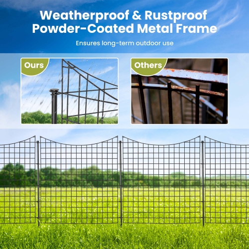 Costway 39" Tall Outdoor Animal Barrier Decorative Garden Fence with 5 Panels & 5 Stakes