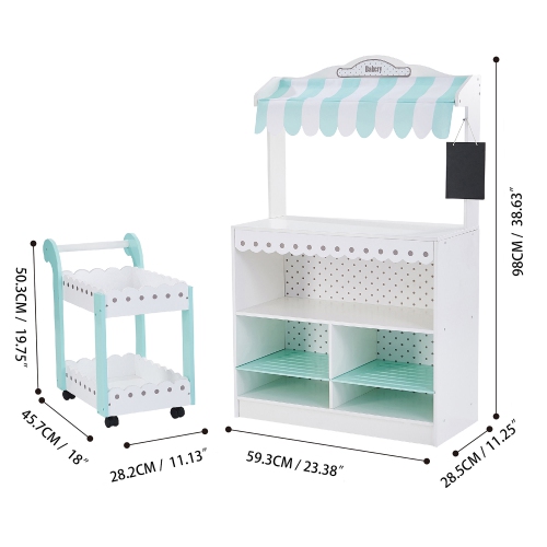 Teamson Kids My Dream Bakery Shop Dessert Stand Playset Roleplay White Mint