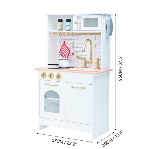 Teamson Kids Play Kitchen Little Chef Boston Classic Kids Kitchen Playset White Natural