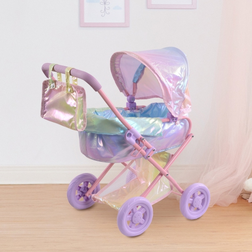 Teamson Kids Pushchair For 16" Dolls Buggy Stroller Foldable Pram Iridescent Color