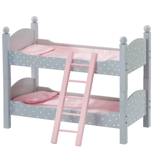 Teamson Kids – poupée 18 po lit superposé en bois Dolls Furniture Polka Dot Pink Grey