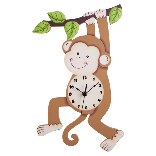 FANTASY FIELDS  Teamson Kids Monkey Wall Clock Animal Themed Sunny Safari Childrens Room Decor